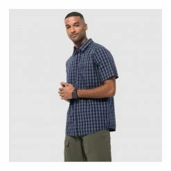 Outdoor Clothing Jack Wolfskin Mens Hot Springs Check Shirt - Night Blue
