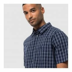 Outdoor Clothing Jack Wolfskin Mens Hot Springs Check Shirt - Night Blue