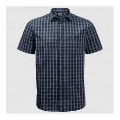 Outdoor Clothing Jack Wolfskin Mens Hot Springs Check Shirt - Night Blue