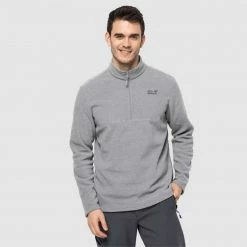 Jack Wolfskin Mens Gecko Fleece Jumper - Slate Grey Outdoor Clothing