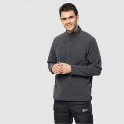 Jack Wolfskin Mens Gecko Fleece Jumper - Ebony Outdoor Clothing
