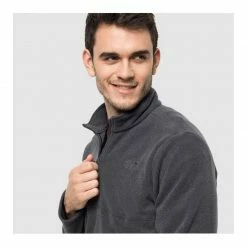Jack Wolfskin Mens Gecko Fleece Jumper - Ebony Outdoor Clothing
