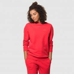 Jack Wolfskin Jack W Womens Essential Crewneck - Tulip Red