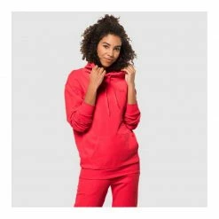 Jack Wolfskin Outdoor Clothing Jack W Womens Essential Hoody - Tulip Red