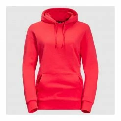 Jack Wolfskin Outdoor Clothing Jack W Womens Essential Hoody - Tulip Red