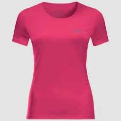 Jack Wolfskin Womens Tech T-Shirt - Magenta Red