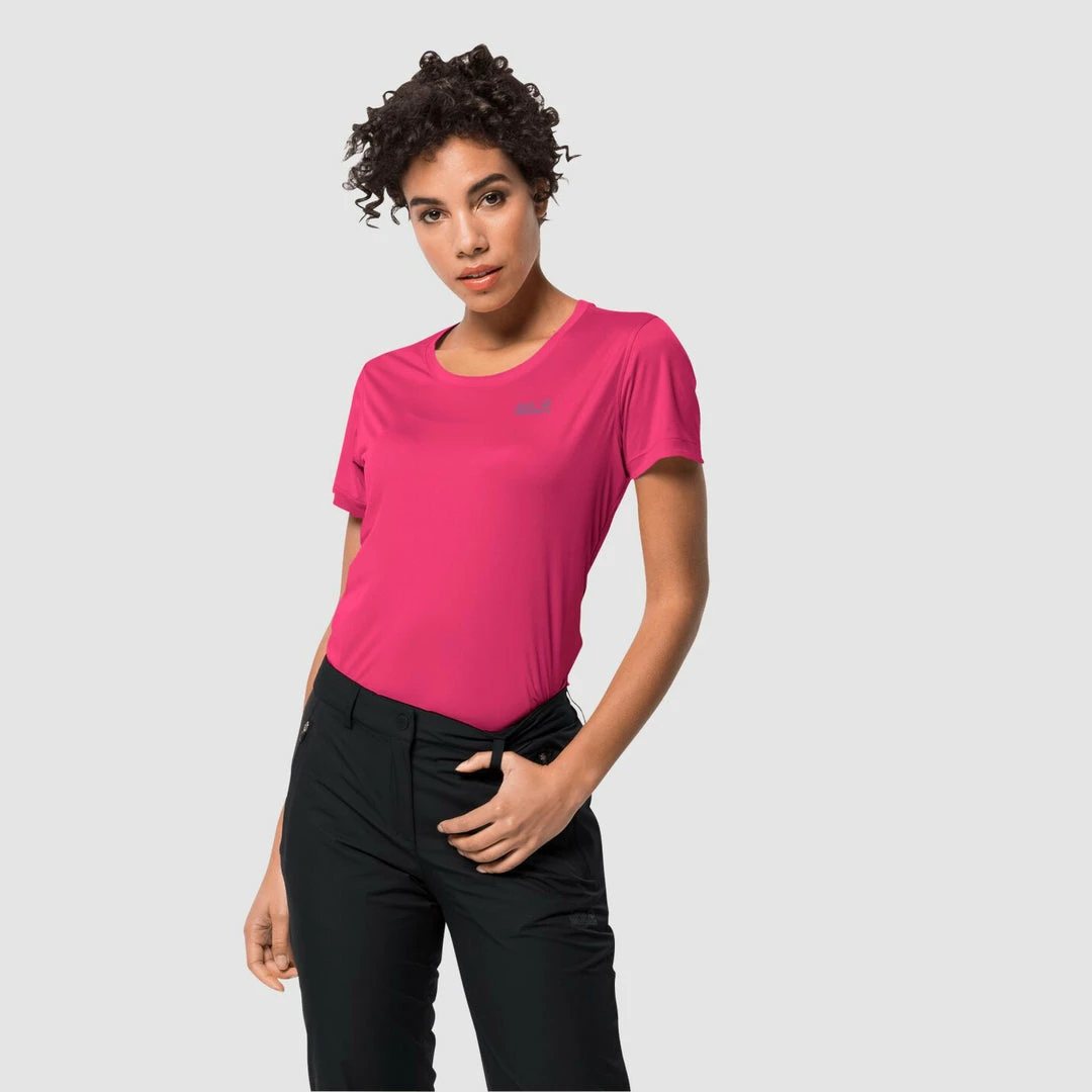 Jack Wolfskin Womens Tech T-Shirt - Magenta Red