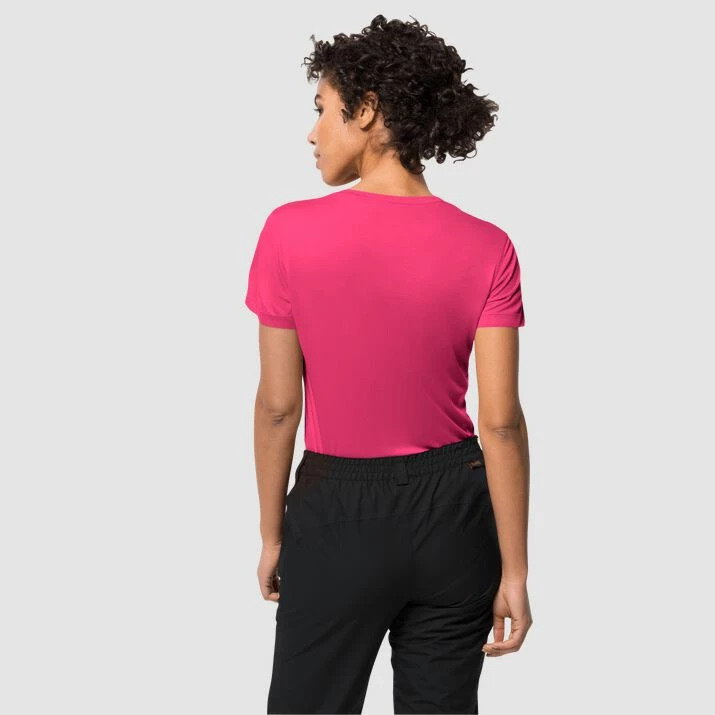 Jack Wolfskin Womens Tech T-Shirt - Magenta Red