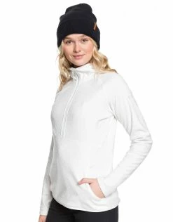 Roxy Womens Cascade Half Zip Fleece - Bright White