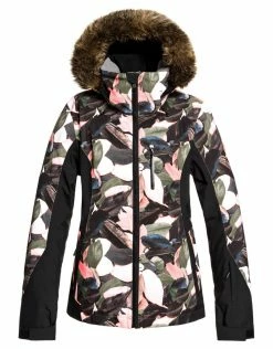 Roxy Outdoor Clothing Womens Jet Ski Premium Ski Jacket - Living Coral Plumes