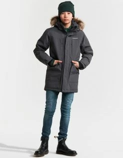 Didriksons Boys Madi Parka Jacket - Coal Black Ski Wear