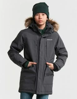 Didriksons Boys Madi Parka Jacket - Coal Black Ski Wear