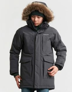 Didriksons Boys Madi Parka Jacket - Coal Black Ski Wear