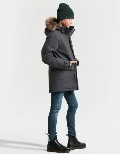 Didriksons Boys Madi Parka Jacket - Coal Black Ski Wear