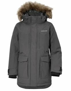 Didriksons Boys Madi Parka Jacket - Coal Black Ski Wear