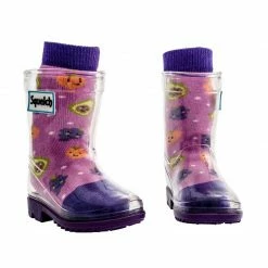 Squelch Wellies Transparent Welly Boots And Sock Package - Pastel Poodles Jackets