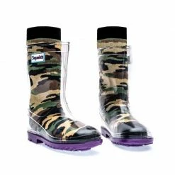 Squelch Wellies Transparent Welly Boots And Sock Package - Camo Jackets