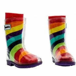 Squelch Wellies Transparent Welly Boots And Sock Package - Trains Jackets