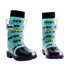 Squelch Wellies Transparent Welly Boots And Sock Package - Trains Jackets