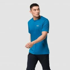 Jack Wolfskin Mens Tech T-Shirt - Blue Pacific
