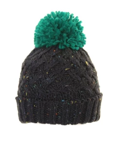 Evercreatures Mens BoBo Speckle Chunky Knit Bobble Hat - Green