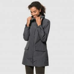 Outdoor Clothing Jack Wolfskin Womens Cape York Paradise Waterproof Coat - Asphalt