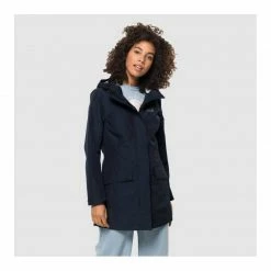 Outdoor Clothing Jack Wolfskin Womens Cape York Paradise Waterproof Coat - Night Blue