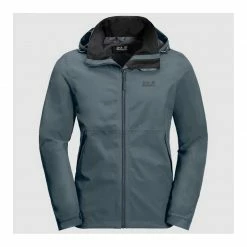 Jack Wolfskin Mens Evandale Hardshell Hiking Jacket - Storm Grey Outdoor Clothing