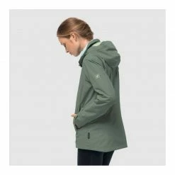 Outdoor Clothing Jack Wolfskin Womens Evandale Hardshell Hiking Jacket - Hedge Green