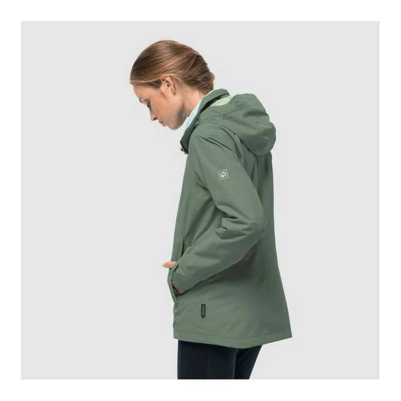 Outdoor Clothing Jack Wolfskin Womens Evandale Hardshell Hiking Jacket - Hedge Green