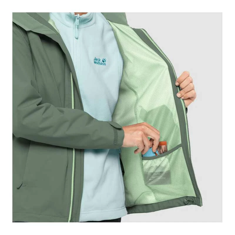 Outdoor Clothing Jack Wolfskin Womens Evandale Hardshell Hiking Jacket - Hedge Green