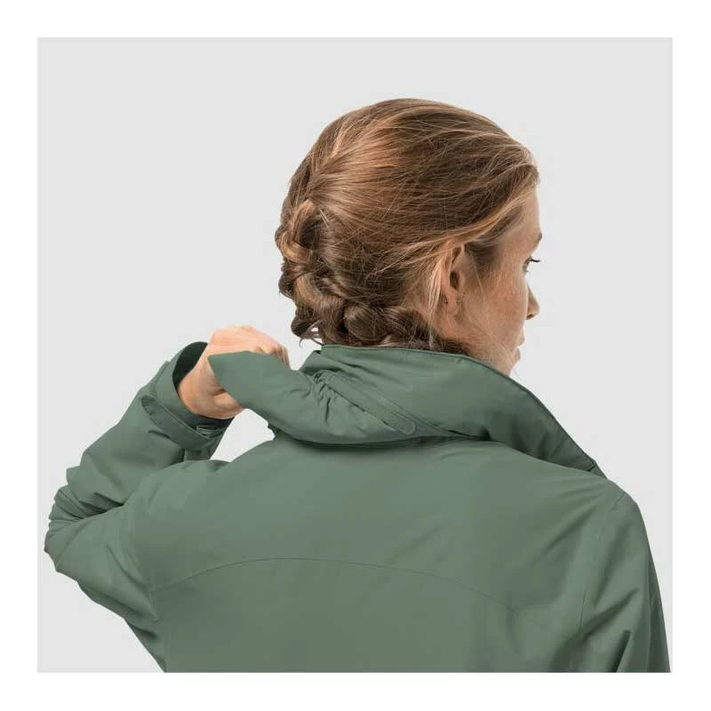 Outdoor Clothing Jack Wolfskin Womens Evandale Hardshell Hiking Jacket - Hedge Green