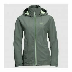 Outdoor Clothing Jack Wolfskin Womens Evandale Hardshell Hiking Jacket - Hedge Green