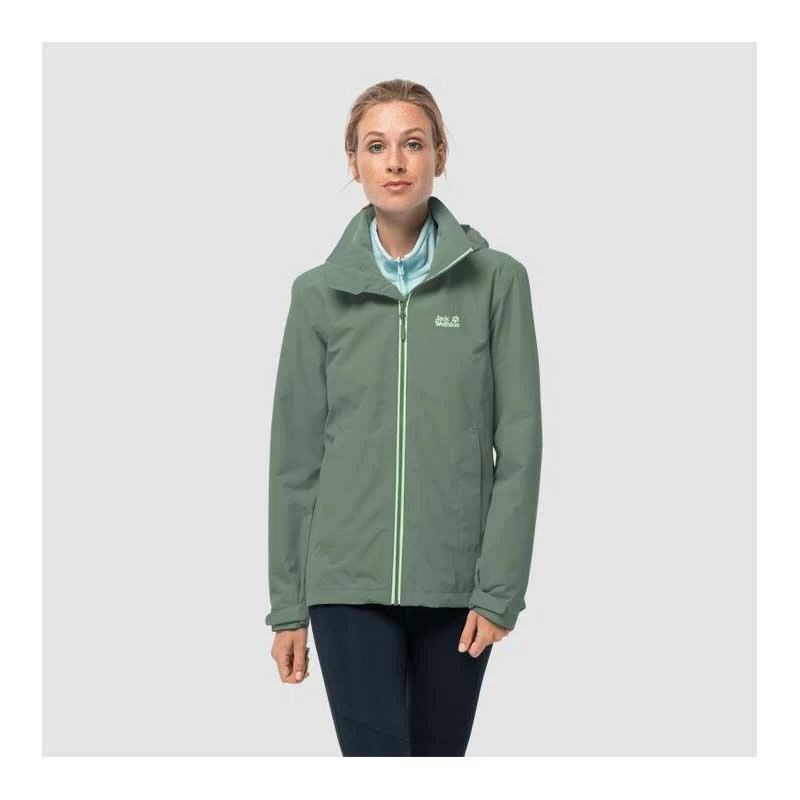Outdoor Clothing Jack Wolfskin Womens Evandale Hardshell Hiking Jacket - Hedge Green