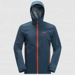 Jack Wolfskin Mens Highest Peak 2.5L Hardshell Hiking Jacket - Thunder Blue Outdoor Clothing