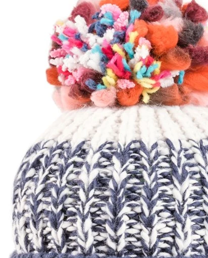 Evercreatures Hats Ladies Lulu Chunky Knit Bobble Hat - Fleece Lined - Navy