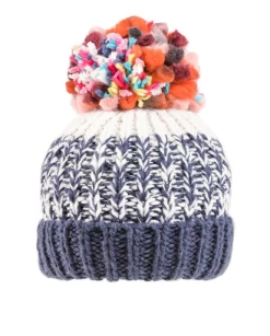 Evercreatures Hats Ladies Lulu Chunky Knit Bobble Hat - Fleece Lined - Navy