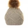 Evercreatures Hats Ladies Michy Cable Knit Bobble Hat Fuax Poms - Grey