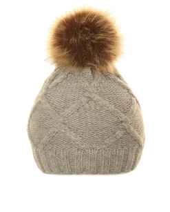 Evercreatures Hats Ladies Michy Cable Knit Bobble Hat Fuax Poms - Grey