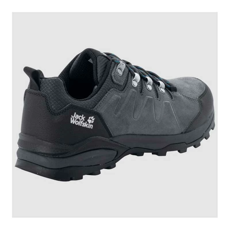 Jack Wolfskin Mens Refugio Texapore Low M Waterproof Leather Hiking Boots - Grey / Black
