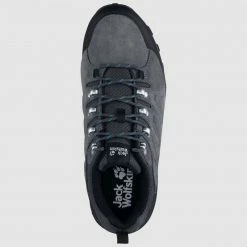 Jack Wolfskin Mens Refugio Texapore Low M Waterproof Leather Hiking Boots - Grey / Black