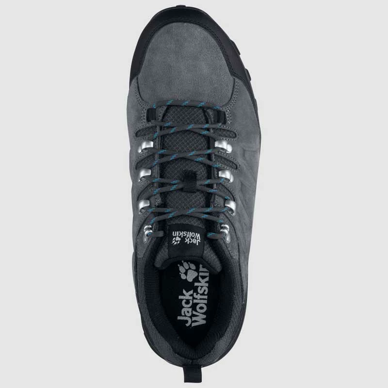 Jack Wolfskin Mens Refugio Texapore Low M Waterproof Leather Hiking Boots - Grey / Black