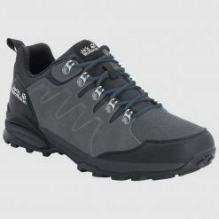 Jack Wolfskin Mens Refugio Texapore Low M Waterproof Leather Hiking Boots - Grey / Black