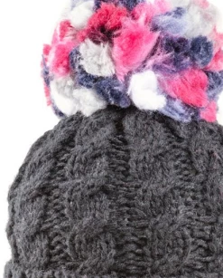 Evercreatures Ladies Rita Chunky Knit Bobble Hat - Fleece Lined - Charcoal Hats