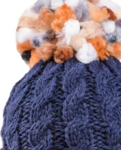 Evercreatures Ladies Rita Chunky Knit Bobble Hat - Fleece Lined - Navy Hats