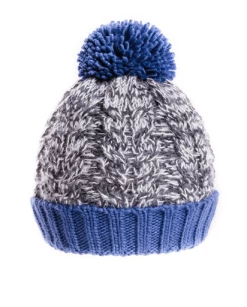 Evercreatures Mens Stan Chunky Cable Knit Bobble Hat - Blue