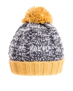 Evercreatures Mens Stan Chunky Cable Knit Bobble Hat - Mustard Hats