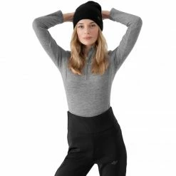 4F Womens Fleece Sweatshirt - Cool Light Gray Melange Outdoor Clothing