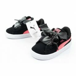 Footwear Puma Junior Suede Heart Jewel Shoes -Black/Pink