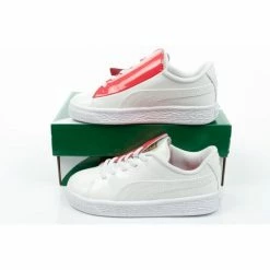 Puma Junior Basket Crush Patent Baby Shoes - White Footwear